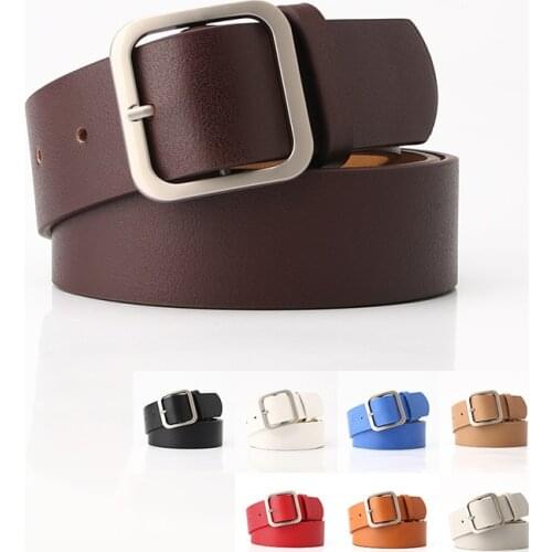 2021 New Women Retro Belt Simple Versatile Square Button PU Leather Popular Clothing Accessories Jeans