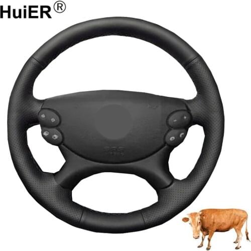 Hand Sewing Car Steering Wheel Cover Wrap Cow Leather For Mercedes-Benz E-Class W211 E230 E280 E350 CLS-Class CLS350 CLS500