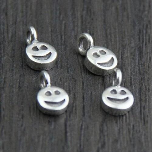Handmade Thailand 925 Silver Charm Solid 925 Sterling Silver Small Sunny Face Pendant DIY Jewelry Mini Pendant