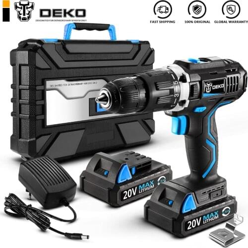 Factory Outlet DEKO GCD20DU3 20V Max DC Electric Screwdriver Impact Cordless Drill Lithium-Ion Mini Power Driver 2 Battery Box