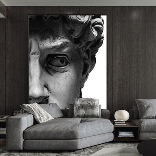 Nordic Black and White Human Sculpture Canvas Painting Wall Art Nordic Posters and Prints Wall Pictures for Living Room Decor