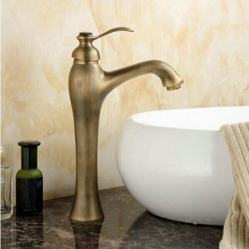 Bathroom Basin Mixer Taps Antique Brass Finished Hot and Cold Deck Mounted with ceramic torneiras para banheiro crane AF1023