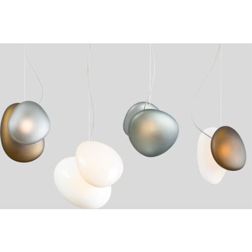 Modern Simple Glass Pendant Lights Nordic Creative Cobblestone Art Decor Lamp Bedroom Bedside Dining Room Pendant Lamp Luminaria