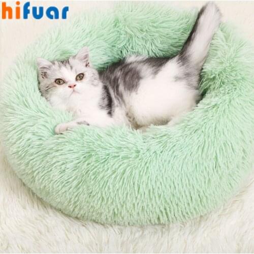 Super Soft Long Plush Cat Bed Pet Mat House Dog Bed Winter Warm Sleeping Cats Nest Round Cat Cushion Comfortable Pets Products