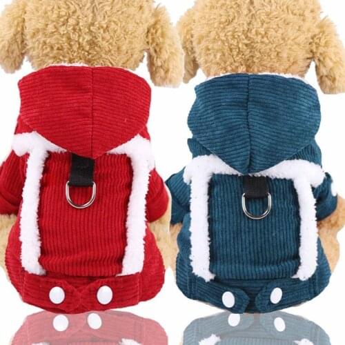 Warm Medium Pet Puppy Dog Clothes Hoodie Coat Coral Fleece Thicken Four Feet Winter Apparel For Dog Winter Keep Warm Pet Clothes