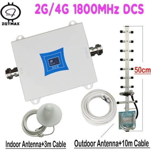 ZQTMAX 4g lte mobile signal booster dcs repeater gsm 1800mhz internet data cellular signal amplifier Band 3 + yagi antenna
