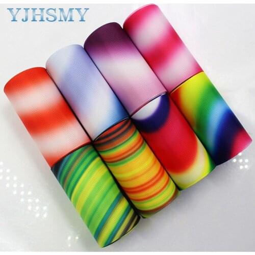 YJHSMY C-17627-884,10 yards, 75 mm Gradient Printed grosgrain ribbons,DIY handmade Hair accessories Material wedding gift wrap