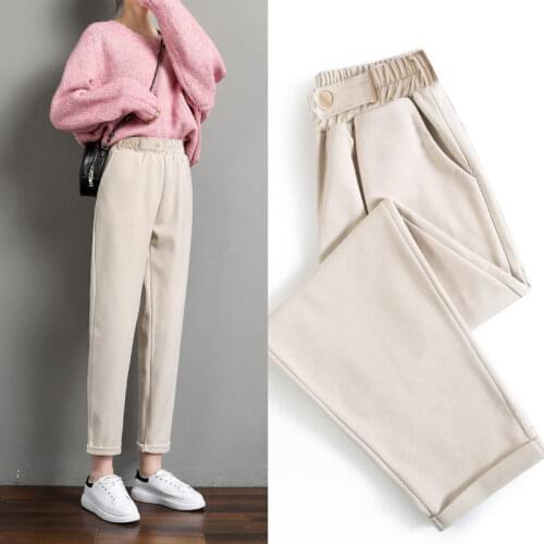 Women Pants Autumn Winter Cotton Womens Loose Straight Casual Pants High Waist Pantalones De Mujer