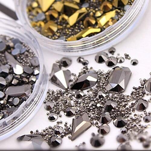 1 Box AB crystal Nail Rhinestones For Nails Art Decorations / multi size mixed nail art decal/ AB gem Decoration 3D Gems Stud,H6