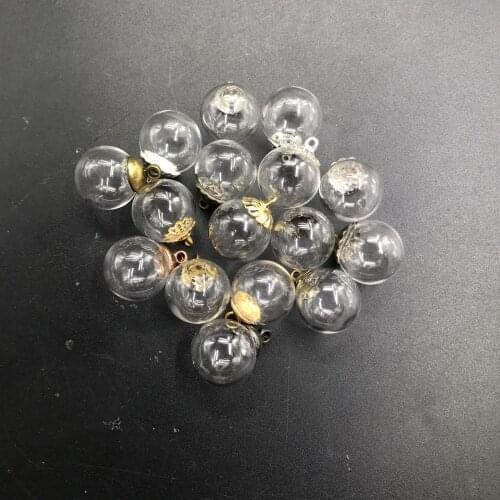 10pcs 14mm Empty Glass globe Ball Glass Orb with metal caps Charms pendants glass vials Wish Bottles glass orbs with caps jars