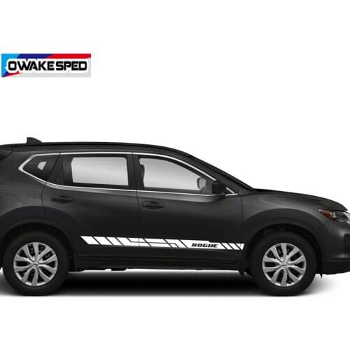 2PCS Car Door Side Skirt Stickers Racing Sport Stripes Auto Body Decor Vinyl Decals For Nissan Rogue Exterior Accessories