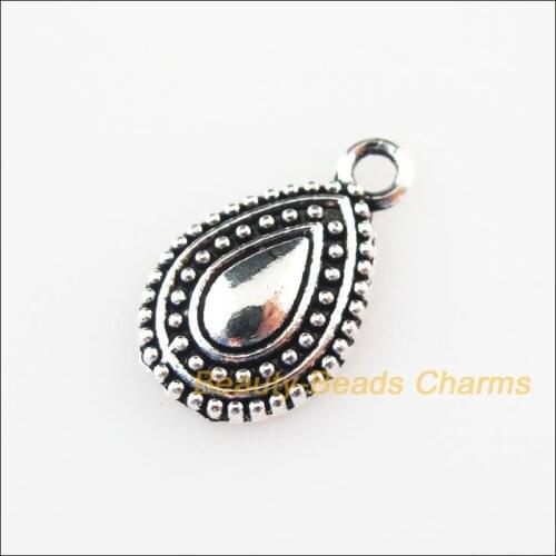 30 New Charms Teardrop Waterdrop Tibetan Silver Color Pendants 10x16.5mm