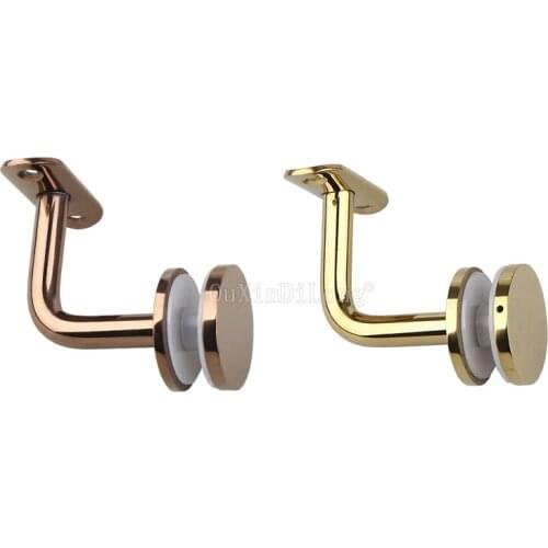 8PCS 90Degree Gold/Rose Golden 60*60mm Stainless Steel Handrail Brackets 10-20MM Glass Mounted Hand Rail Bracket GF37