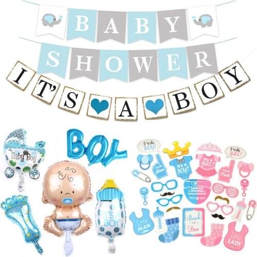 Baby Shower Party Decoration It Is A Boy Banner Ho baby Balloon Mommy To Be Sash Daddy to be Badge Decortion ww02