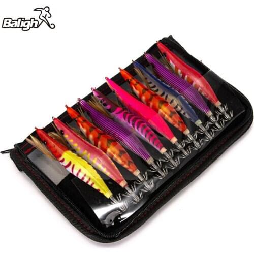 Balight 10pcs 3D HYBRID SHRIMP Lure 13.5cm for Fish Squid Jigs Octopus Calamar Baits Hard Cuttlefish Lure