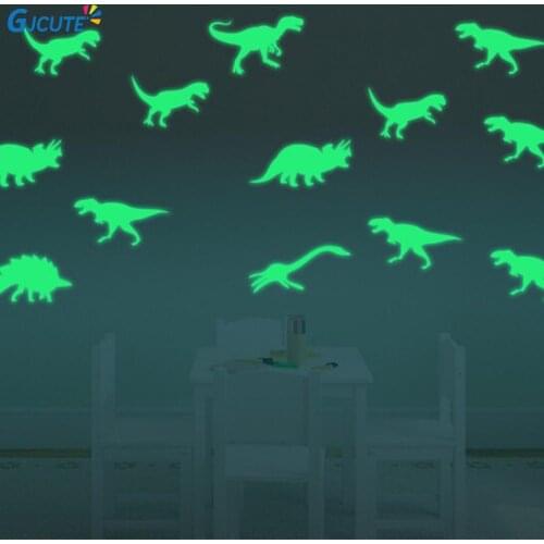 9PCS Glow In The Dark Dinosaur Stereo 3D Fluorescent Stickers Funny Sticker Stars Luminous Stickers For Kids