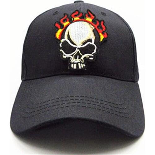 Fire Skull Embroidery Cotton Baseball Cap Hip-hop Cap Adjustable Snapback Hats for Men and Women 273