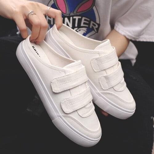 New Round Head Canvas Shoes Half Slippers Fashion Breathable Wild Comfortable Heelless Canvas Half Slippers