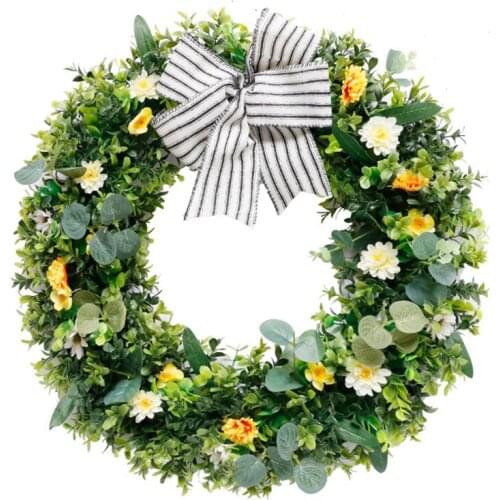 Artificial Green Leaves Wreath Front Door Home Decor Simulation Garland Grass Leaf Wreath For Wall Window Party Wedding Decor