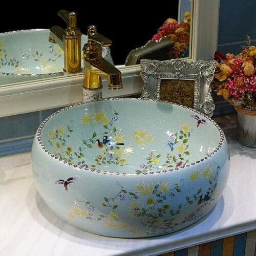 Jingdezhen ceramic sink wash basin Ceramic Counter Top Wash Basin Bathroom Sinks handmade sink