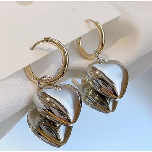 Love Pendent Earrings Female Retro Design Metal Heart Design Ear Buckle серьги 2021 New Trendy Net Red Cold Wind Ear Jewelry