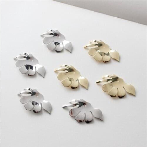 2020 New style 40pcs/lot goemetry petal shape cartoon flowers copper floating locket charms diy jewelry earring accessory