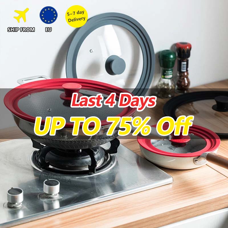 Multifunctional Tempered Glass Lid Pot Explosion-Proof Drop-Proof Visualization Silicone Edge Kitchen Utensils Cookware Parts