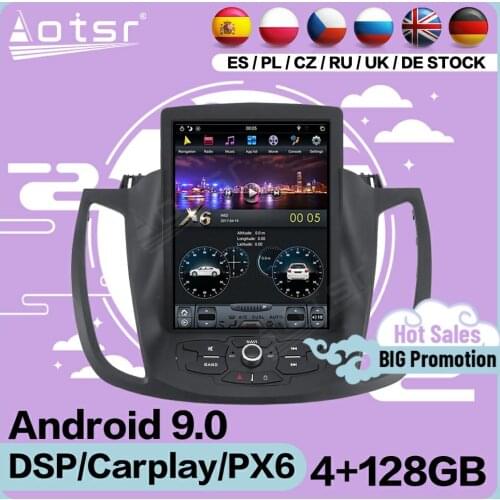 128G Tesla Screen Multimedia Stereo Android 9.0 Player For Ford Kuga 2013 2014 2015 2016 2017 GPS Navigation Receiver Head Unit