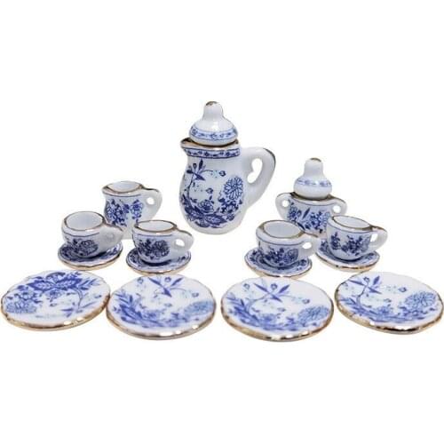 Tea Cup Set Teapot 1Set Ceramic Doll House Miniature DIY Toys Scale 1:12