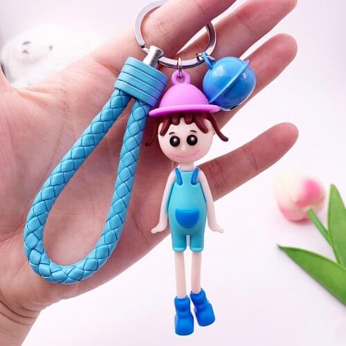 New Fashion Stereo Cute Straw Hat Girl Keychain Key ring Creative Cartoon Mobile Phone Bag Car Pendant Fun Keychain