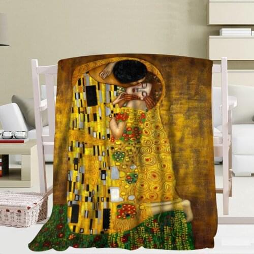 New The kiss Gustav Klimt Blankets 3D Printing Soft Blanket Throw on Home/Sofa/Bedding Portable Adult Travel Cover Blanket