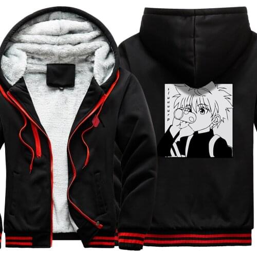 HUNTERXHUNTER Print New Arrival Mens Raglan Thicken Jackets Pocket Clothing Leisure Harajuku Tracksuits Hipster sudadera hombre