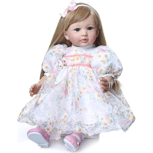 NPK DOLL boneca reborn toddler 24“ 60cm silicone vinyl baby reborn elegant princess girl playmate toy doll gift