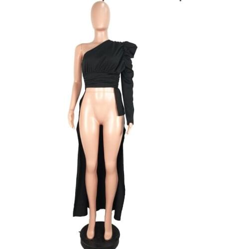 Solid Folds Asymmetry Crop Tops 2021 Summer Off Shoulder Casual T Shirts