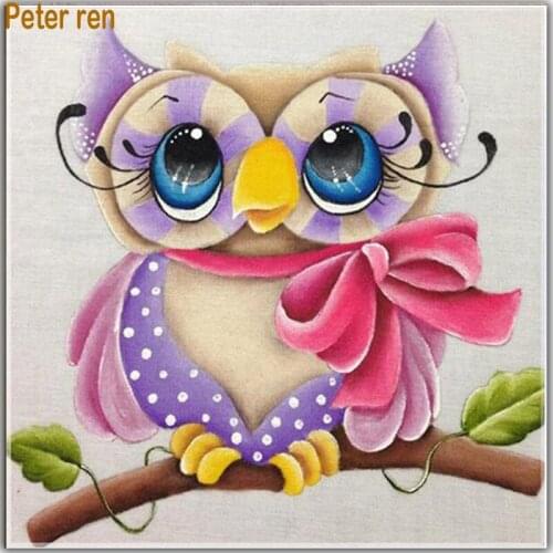 Peter ren Diamond Painting animal DIY Diamond Embroidery 5D Round Diamond Mosaic full Pictures by numbers Rhinestones Pink owl