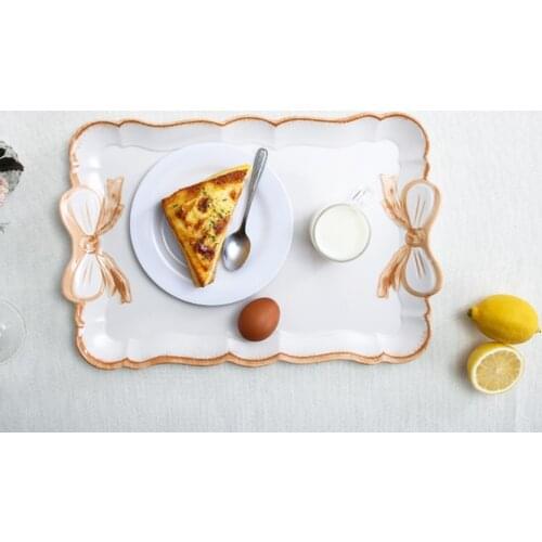 Nordic Butterfly Knot Bow Storage Tray Resin Rectangular Tray Fruit Dish Cake Plates Thickness Melamine Plate White Tableware