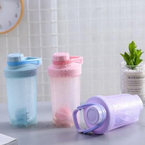 500ml Protable Shaker Bottle Whey Protein Powder Gym Sports Bottle with Stirring Ball Leak Proof Lid Travel Outdoor Water Bottle