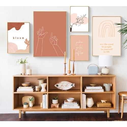 Simple Nordic abstract geometric lines Morandi color murals poster picture canvas print living room porch decorative painting