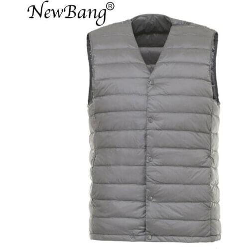 NewBang Men Down Vest Ultra Light Down Vest Portable V-neck Sleeveless Coat Man Winter Without Collar Warm Liner