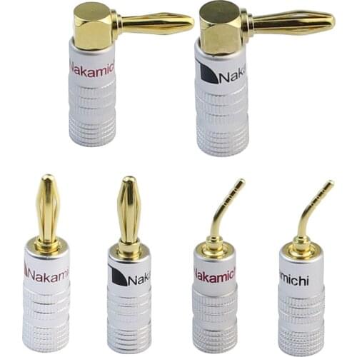 Banana Musical Speaker Cable Plugs Red & Black Acicular Adapers Copper Gold-plated Wire Connectors