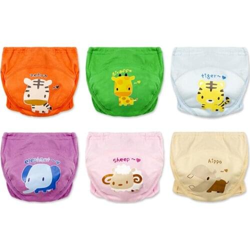 Cartoon Animal Baby Panties 4 Layer Waterproof Breathable Infant Toddler Cloth Diapers Cotton Cute Boys Girls Nappy Underpants