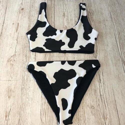 Sexy Bikini Mujer 2020 New Cow Print Swimsuit Women Two Pieces Push Up Biquini Brazilian Swimming Suit For Women Beach Swimwear