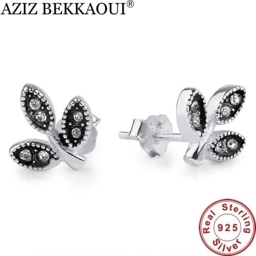 European Original Brand Stud Earrings for Women 925 Sterling Silver Sparkling Leaves Stud Earrings Compatible with Pan Jewelry