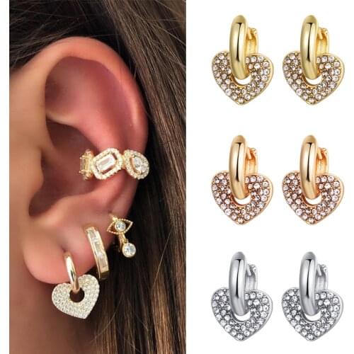 LIYAN Cubic Zirconia Cz Real Gold Silver Plated Korean Heart Hoop Earrings For Women Engagement Wedding Trendy Jewelry