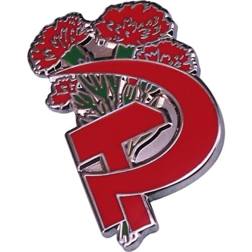 USSR Hammer and Sickle Pin With Flowers Soviet Communism Art Jewelry