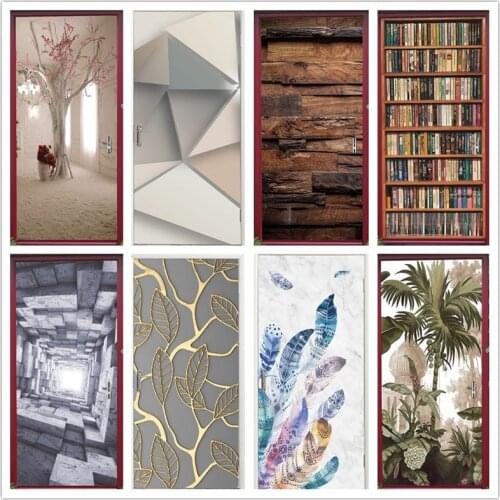 Grey Geometry Home Decor Poster Retro Art PVC Door Stickers Waterproof Self Adhesive Room Decoration Wallpaper Living Room Decal