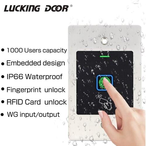 Waterproof Metal Embedded Access Control Machine 1000 User 125KHZ Induction Fingerprint Access Control System with WG 26 Output