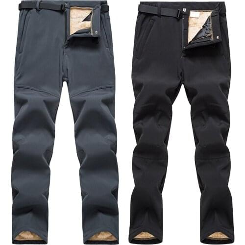 Softshell Hiking Pants Women Mens Winter Warm Fleece Trousers Sport Outdoor Skiing Camping Trekking Windproof Waterproof Pants