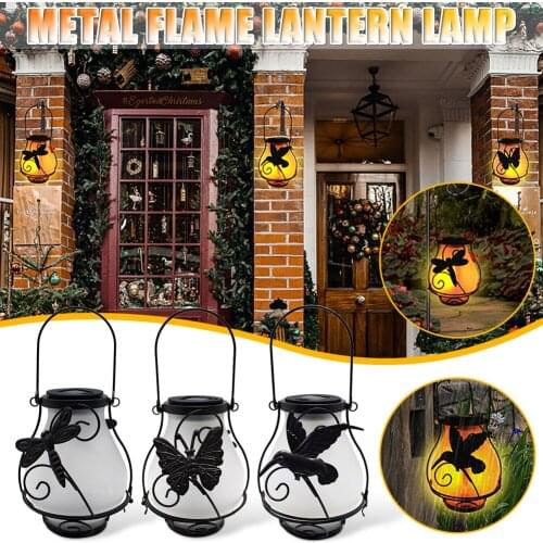 Solar Garden Lights Outdoor, Dynamic Simulation Flame Solar Lantern Light Waterproof Hanging Landscape Lantern Solar LED Light