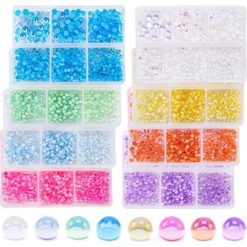 Swarovsky Promotion Mocha Bead Rhinestone Mix Color And Size Semi Round Flatback Glue On Stones For DIY Nail Art